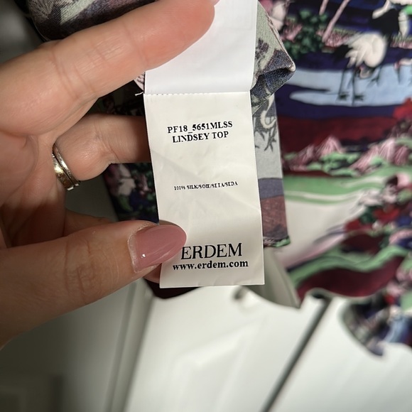 Erdem Silk Blouse with Ruffled Sleeves - US Size 10 - Picture 7 of 7